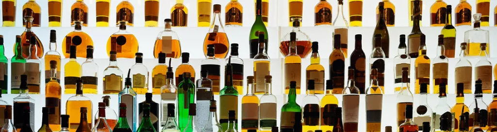 Liquor on illuminated shelves
